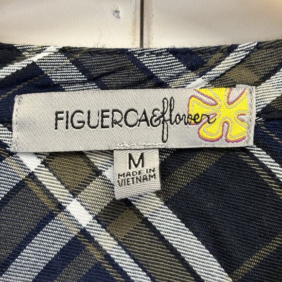 Figueroa &‎ Flower Womens Boho Indie Plaid Floral High Low Top Size M Cottage - Picture 3 of 9